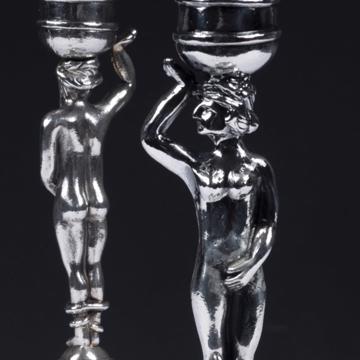 Bougeoirs Adam et Eve en métal argenté ou doré, argent [8]