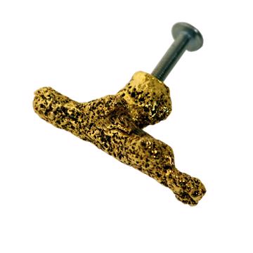 Coral knob in casted metal, gold