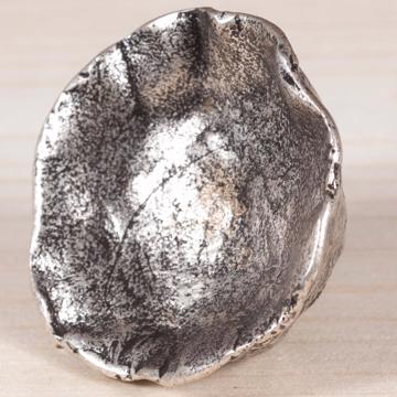 Bouton de porte grand champignon en métal patiné, argent [2]