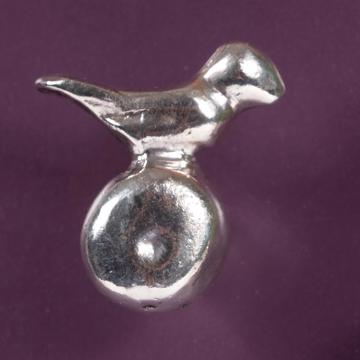Bird knob in casted metal, silver, left hand [1]
