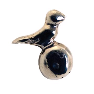 Bird knob in casted metal, silver, left hand [2]