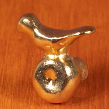 Bouton de porte Oiseau en métal patiné, or, main droite [2]