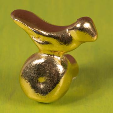 Bird knob in casted metal, gold, left hand [2]
