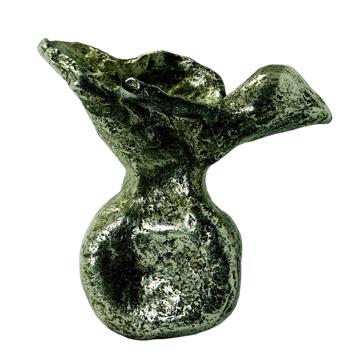 Large bird knob in casted metal, silver, left