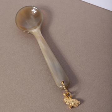 Round Spoon in Horn, gold, rabbit [1]