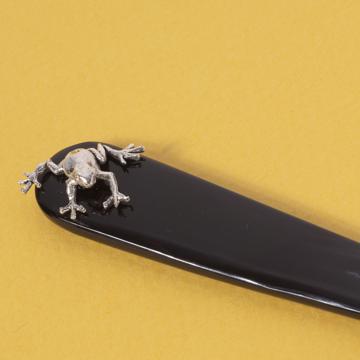 Honey Spoon in Horn, silver, frog [2]