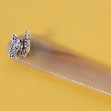 Honey Spoon in Horn, silver, butterfly [2]