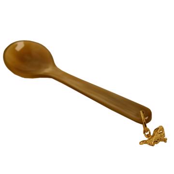 Round Spoon in Horn, gold, rabbit
