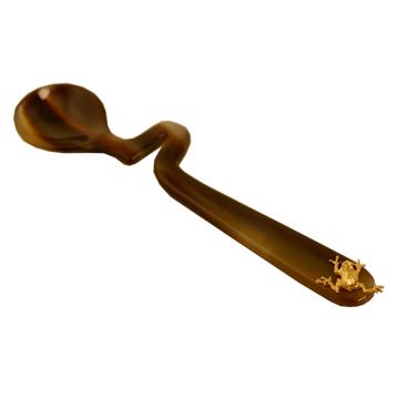 Honey Spoon in Horn, gold, frog