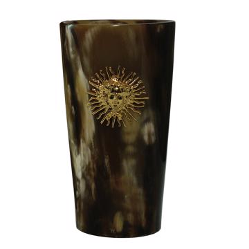 Horn vase Sun pattern, gold, 10 cm high