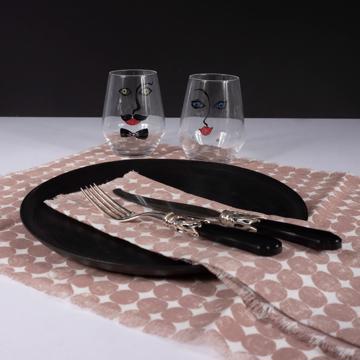 Tablescape with the plate Crato - black colour, multicolor, set with 2 cutlery - saba design [3]