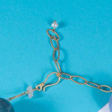 Scoop necklace in shaped earthenware , sky blue [2]