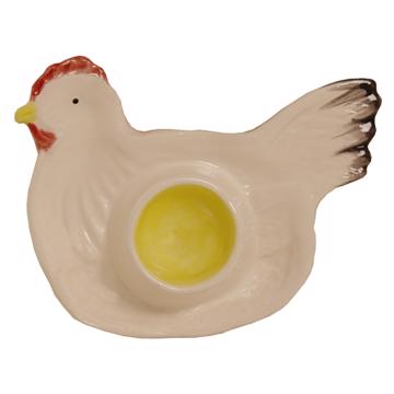 Chick and Rooster egg cup in earthenware, white, chick [3]