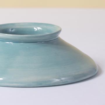 Round Eggcup in earthenware, sea green [2]