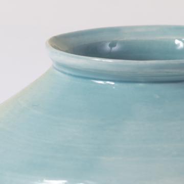Round Eggcup in earthenware, sea green [4]