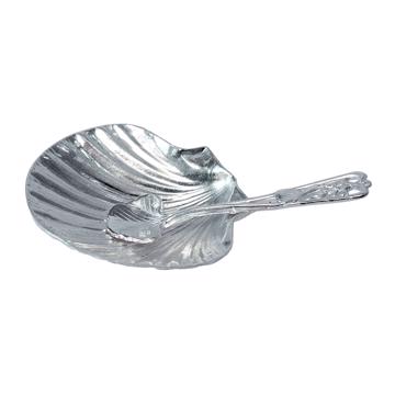 Shell salt cellar in silver plated, silver, with spoon [3]