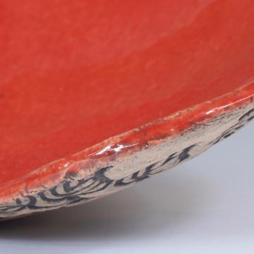 Bird bread dish in stamped sandstone, red orange [4]