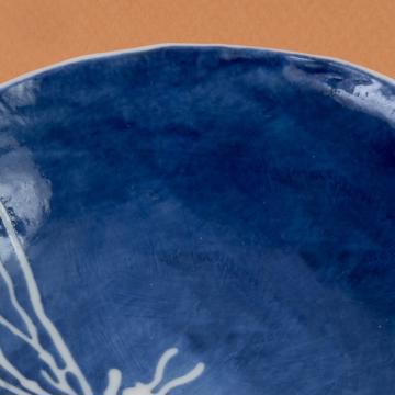 Stencil cup in stamped porcelain , dark blue, dragonfly [4]