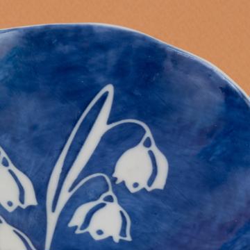Stencil cup in stamped porcelain , dark blue, lily of the valley [4]