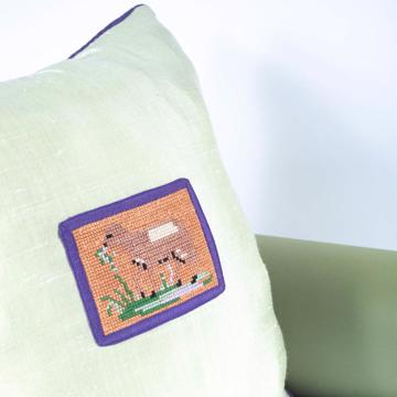 Silk cushion cover, light green [1]