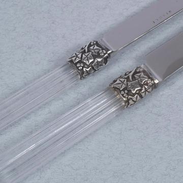 Couteau Fidélio en cristal et métal argenté, transparent, dessert [2]
