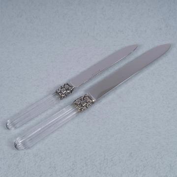Couteau Fidélio en cristal et métal argenté, transparent, table  [1]