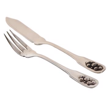 Passementerie fish cutlery fork in silver plated, silver [2]