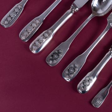 Silver plated Passementerie cutlery, silver, set of 7 [2]