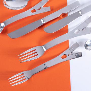 "The Kiss" cutlery in silver plated, silver, set of 7 [2]