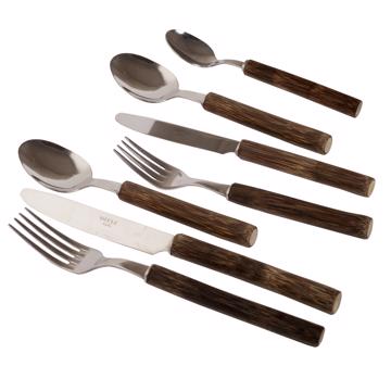 Reed Cutlery in stainless steel, brown, set of 7