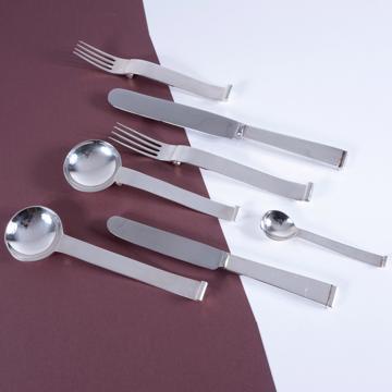Vague cutlery in silver plated, silver, set of 7 [1]