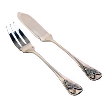 Silver leaves fish cutlery in silver plated, silver [3]