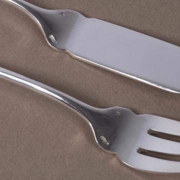 Silver leaves fish cutlery in silver plated, silver [4]