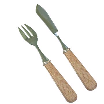 Quartet fish cutlery in coral stone