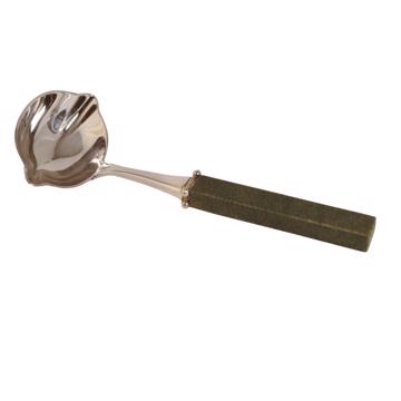Galuchat sauce spoon in real leather, dark green [3]