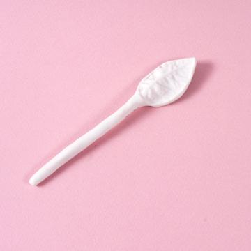 Small Leaf spoon in shaped porcelain, mint green [4]