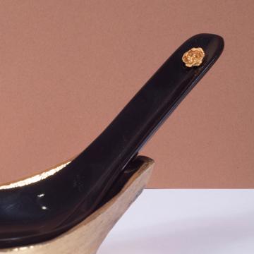 Horn Soup Spoon and Rest, gold, with rest [2]