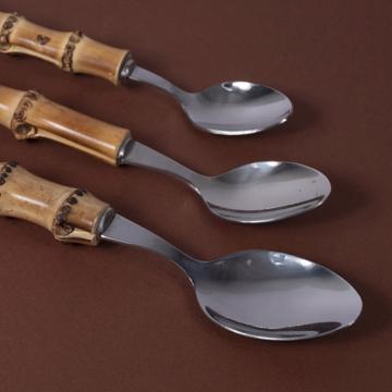 Bamboo spoons in stainless steel, nature, dessert [4]
