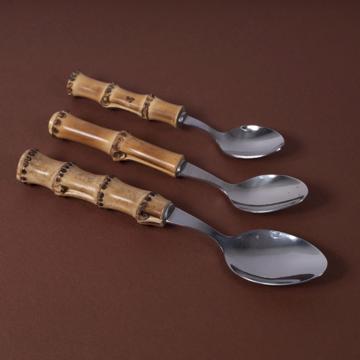 Bamboo spoons in stainless steel, nature, dessert [1]