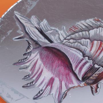 Shells plates in decoupage under glass, silver, shell 6 [2]