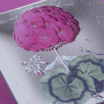 Hydrangea plates in decoupage under glass, silver [2]