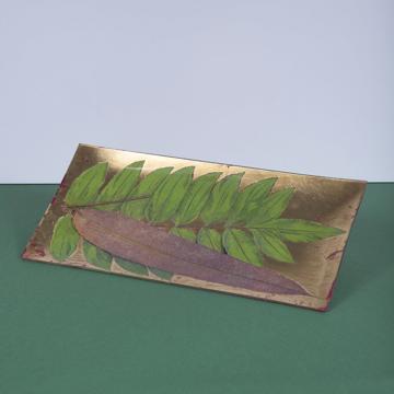 Foliage dishes in decoupage under glass, gold, foliage [1]