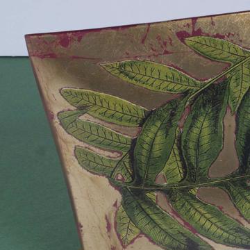 Foliage dishes in decoupage under glass, gold, fern [4]