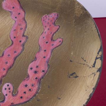 Coral plates in decoupage under glass, gold, coral 1 [4]