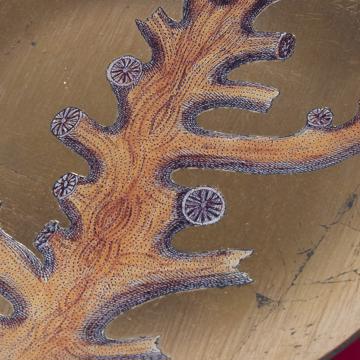 Coral plates in decoupage under glass, gold, coral 5 [2]