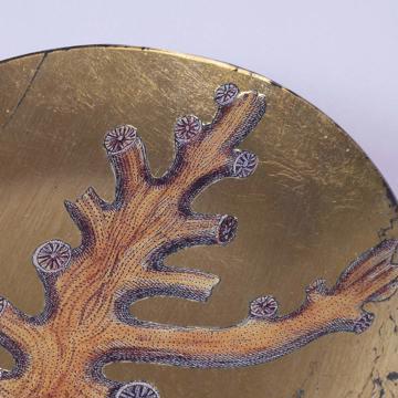 Coral plates in decoupage under glass, gold, coral 5 [3]
