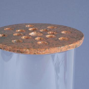 Flower pic disc in earthenware , orange, 17 cm diam. [2]