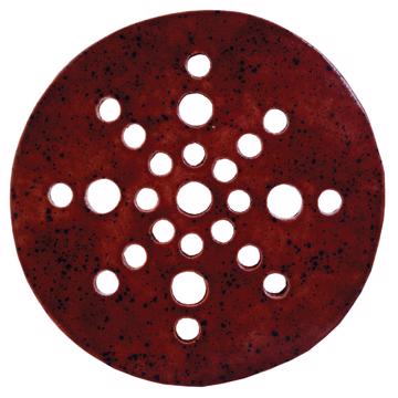 Flower pic disc in earthenware , dark red, 21 cm diam. [3]