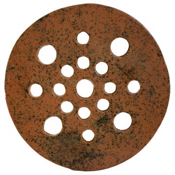 Flower pic disc in earthenware , orange, 17 cm diam. [4]