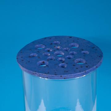 Disque pique-fleurs en faïence , bleu foncé, 17 cm de diam. [4]